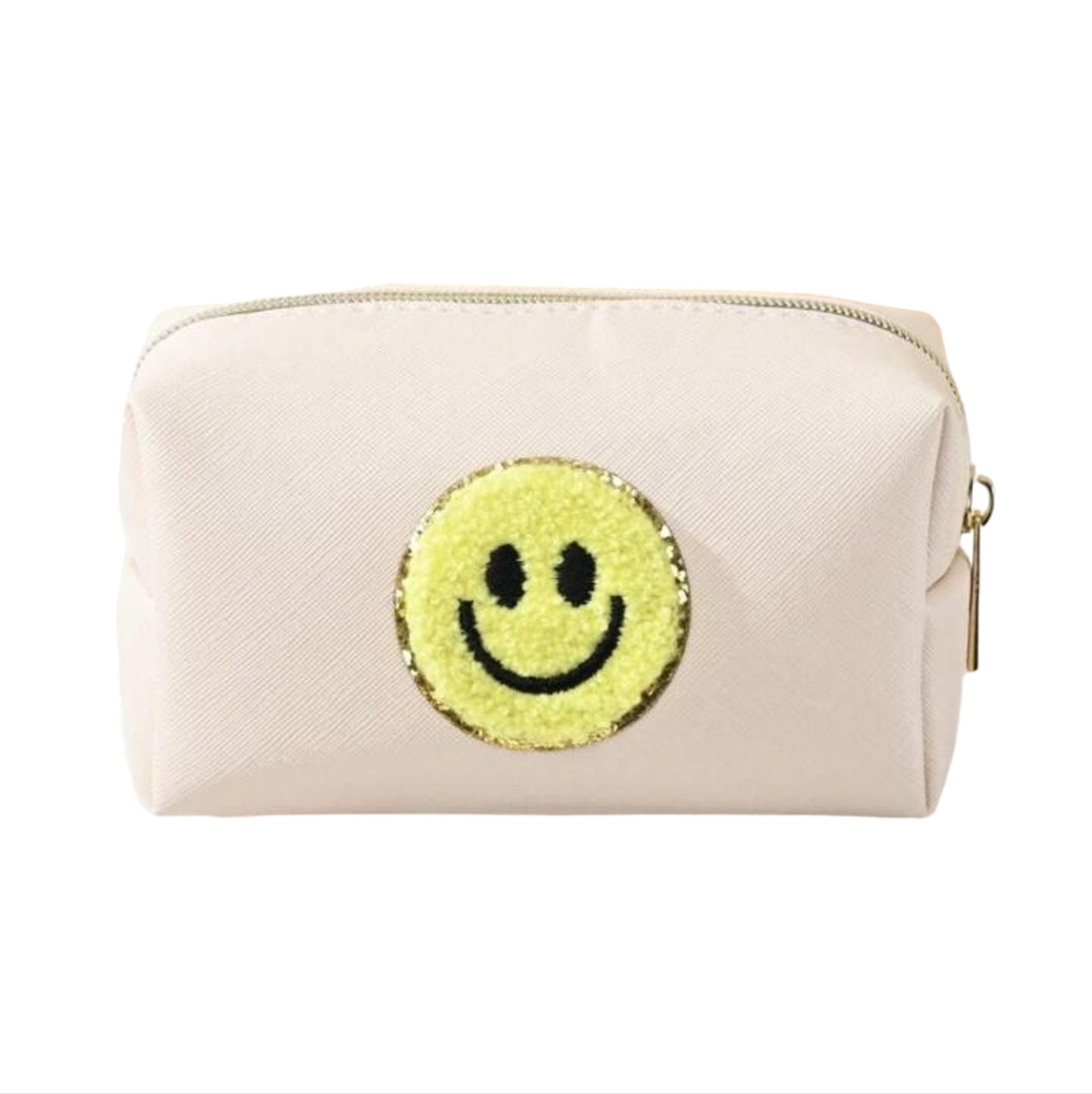 NWT Smiley Face Patch Cosmetic Bag